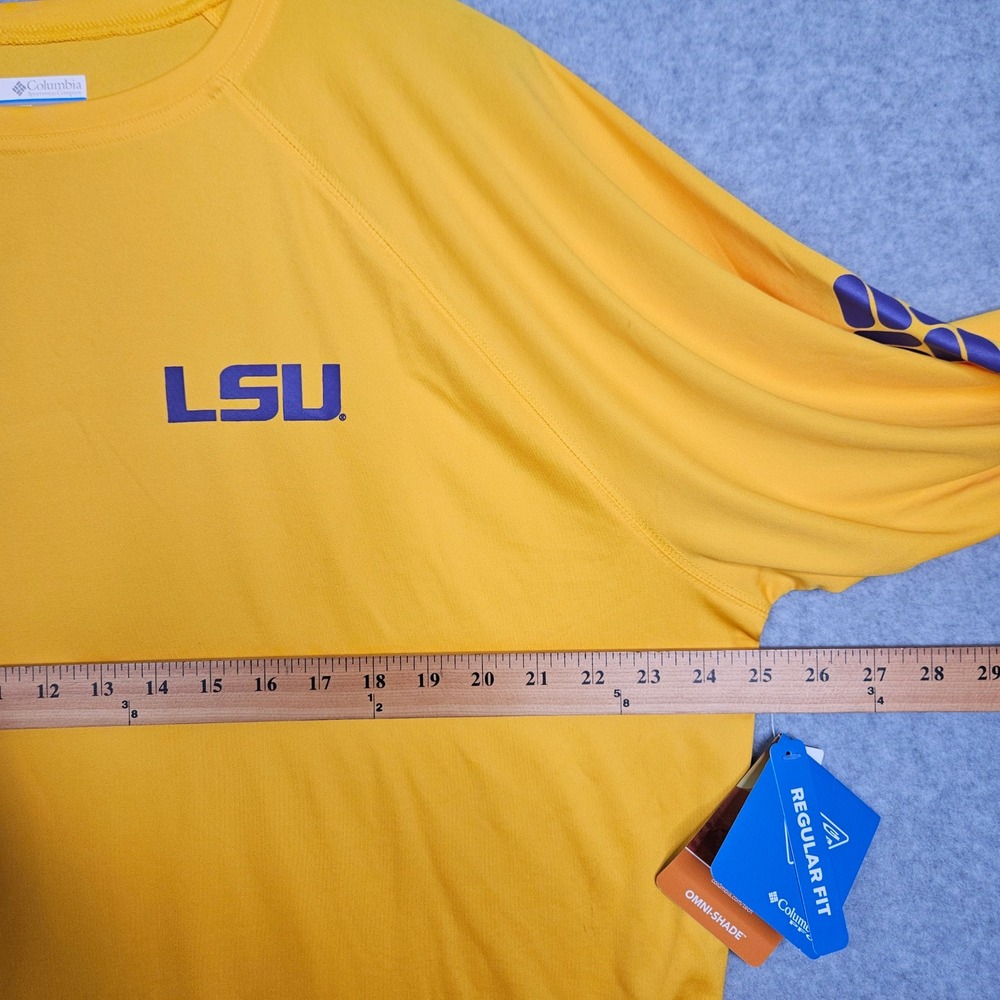 Columbia PFG LSU Tigers Terminal Tackle Shirt Mens XL Yellow Long Sleeve FM0286 - Picture 5 of 9